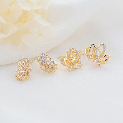 quality Fashion Design 14K Gold Plated Inlaid Zircon Butterfly Shape Stud Earring factory