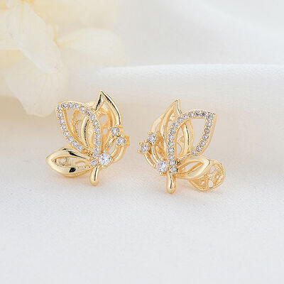 quality Fashion Design 14K Gold Plated Inlaid Zircon Butterfly Shape Stud Earring factory