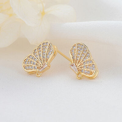 quality Fashion Design 14K Gold Plated Inlaid Zircon Butterfly Shape Stud Earring factory