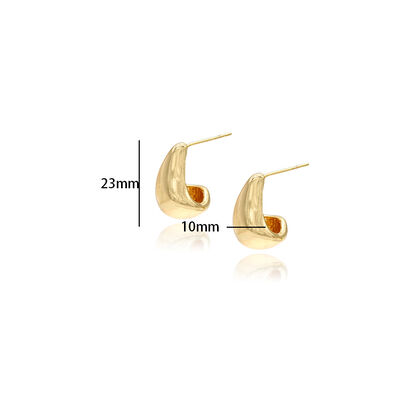 quality Fashion Minimalist Design With 14K Gold Plated Spoon Shaped Studs and Smooth Surface Customization for Women's Jewelry Earrings factory