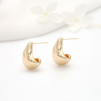 quality Fashion Minimalist Design With 14K Gold Plated Spoon Shaped Studs and Smooth Surface Customization for Women's Jewelry Earrings factory