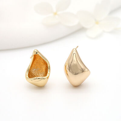 quality Fashion Minimalist Design With 14K Gold Plated Spoon Shaped Studs and Smooth Surface Customization for Women's Jewelry Earrings factory