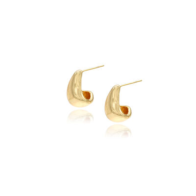 quality Fashion Minimalist Design With 14K Gold Plated Spoon Shaped Studs and Smooth Surface Customization for Women's Jewelry Earrings factory