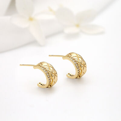 quality Wholesale 14K Gold Plated Fashion Jewelry Earrings With C Shaped Inlaid Zircon for Women's Studs Earring factory