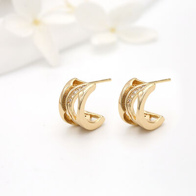 quality Wholesale 14K Gold Plated Fashion Jewelry Earrings With C Shaped Inlaid Zircon for Women's Studs Earring factory