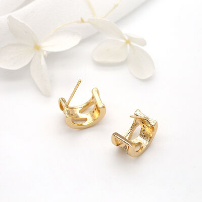 quality Wholesale 14K Gold Plated Fashion Jewelry Earrings With C Shaped Inlaid Zircon for Women's Studs Earring factory