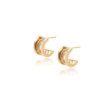 quality Wholesale 14K Gold Plated Fashion Jewelry Earrings With C Shaped Inlaid Zircon for Women's Studs Earring factory