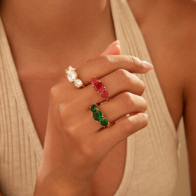 quality 18K Gold Plated Brass With White Red Green Zircon Stones Stylish Adjustable Jewelry Ring for Women factory
