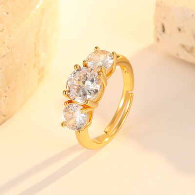 quality 18K Gold Plated Brass With White Red Green Zircon Stones Stylish Adjustable Jewelry Ring for Women factory