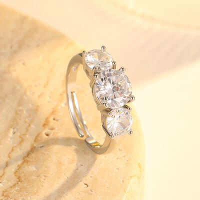 quality 18K Gold Plated Brass With White Red Green Zircon Stones Stylish Adjustable Jewelry Ring for Women factory
