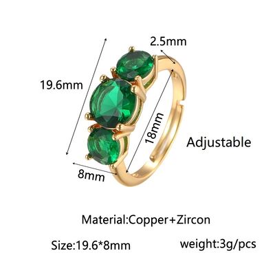 quality 18K Gold Plated Brass With White Red Green Zircon Stones Stylish Adjustable Jewelry Ring for Women factory