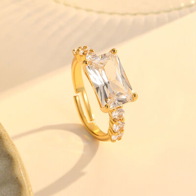 quality Hot Selling 18K Gold Plated Brass Adjustable Ring with Colored Cubic Zircon Stones Women's Fashion Jewelry Ring Supplier factory