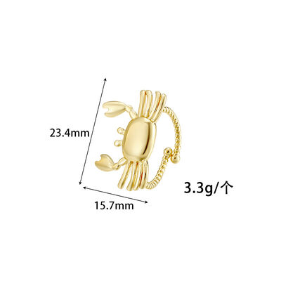 quality Fashion New Design Brass Plated 14K Gold Ocean Series Adjustable Ring Starfish Crab Turtle Conch Open Ring factory
