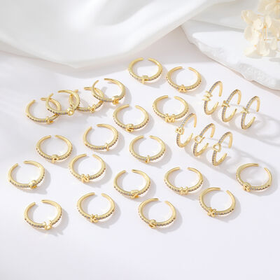 quality Brass Fashion English Alphabet Ring 14K Gold Zircon Open Ring Jewelry Diy Adjustable Letter A-Z Ring factory