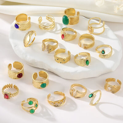 quality Wholesale Fashion Zircon Gold Plated Ring Personalized Open Ring Irregular Unisex Ring factory