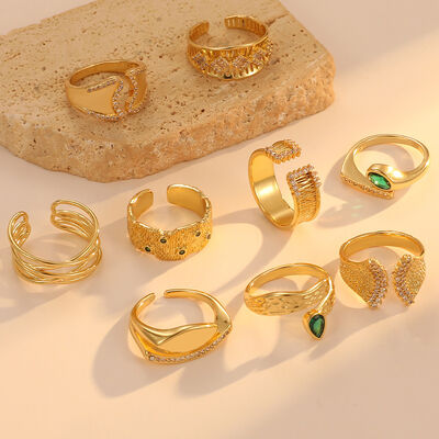 quality Wholesale Fashion Zircon Gold Plated Ring Personalized Open Ring Irregular Unisex Ring factory