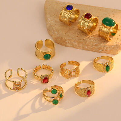 quality Wholesale Fashion Zircon Gold Plated Ring Personalized Open Ring Irregular Unisex Ring factory
