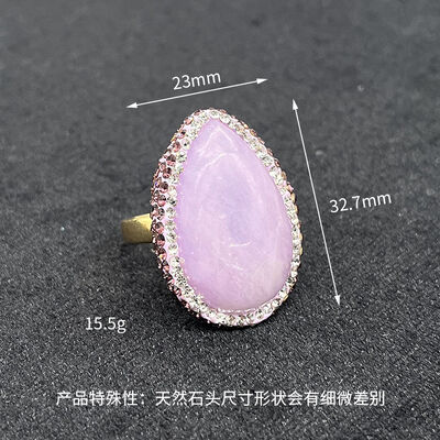 quality Hot Sale New 18K Gold Plated Baroque Natural Pearl Ring Pink Glitter Stone Finger Ring Jewelry for Women factory
