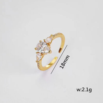 quality Jiexing Trendy Finger Rings Wholesale 14K Gold Plated Adjustable Shinny Zircon Micro Set Drop Shape Opening Ring factory