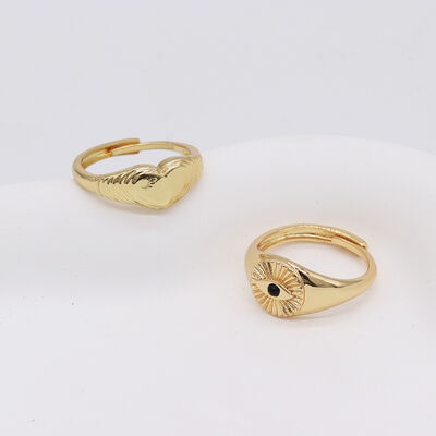 quality Jiexing Trendy Finger Rings 14K Gold Plated Adjustable Rings Evil Eye Jewelry factory