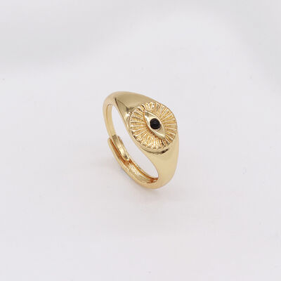quality Jiexing Trendy Finger Rings 14K Gold Plated Adjustable Rings Evil Eye Jewelry factory