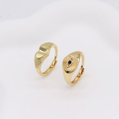 quality Jiexing Trendy Finger Rings 14K Gold Plated Adjustable Rings Evil Eye Jewelry factory