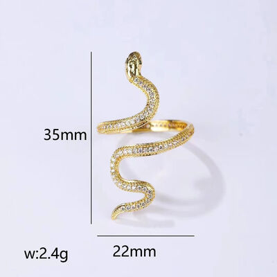 quality Factory Lovely Trendy Finger Rings 14K Gold Plated Adjustable Fashion Micro Set Zircon Snake Opening Ring factory