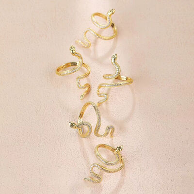 quality Factory Lovely Trendy Finger Rings 14K Gold Plated Adjustable Fashion Micro Set Zircon Snake Opening Ring factory