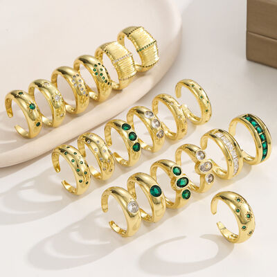 quality Clear Emerald CZ 14K Gold Plated Adjustable Dubai Gold Star Finger Rings Jewelry Designs for Women Gift factory