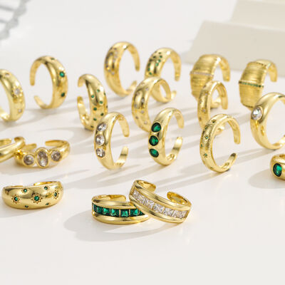 quality Clear Emerald CZ 14K Gold Plated Adjustable Dubai Gold Star Finger Rings Jewelry Designs for Women Gift factory