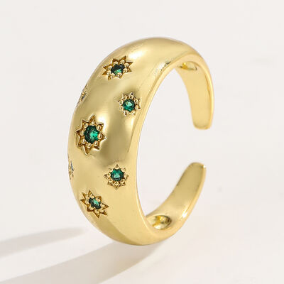 quality Clear Emerald CZ 14K Gold Plated Adjustable Dubai Gold Star Finger Rings Jewelry Designs for Women Gift factory