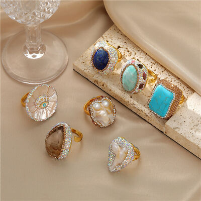 quality Hot Sale New 14K Gold Plated Baroque Natural Pearl Ring Finger Ring Jewelry for Women factory