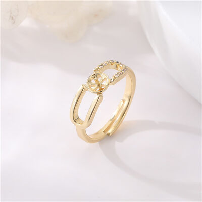 quality Hot Sale New Simple Style 14K Gold Plated Round Love Adjustable Finger Ring Jewelry for Women factory