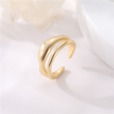 quality Hot Sale New Simple Style 14K Gold Plated Round Love Adjustable Finger Ring Jewelry for Women factory