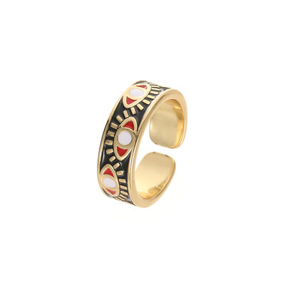 quality Factory Wholesale Price Enamel Pink Evil Eye 14K Gold Plated Rings Adjustable Wholesale factory