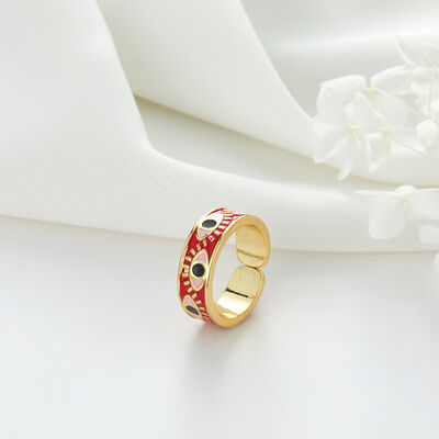 quality Factory Wholesale Price Enamel Pink Evil Eye 14K Gold Plated Rings Adjustable Wholesale factory