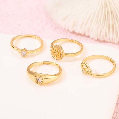 quality Factory Wholesale Fashion Simple 14K Gold Plated Finger Rings Jewelry Women Adjustable CZ Rings factory