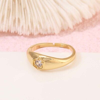quality Factory Wholesale Fashion Simple 14K Gold Plated Finger Rings Jewelry Women Adjustable CZ Rings factory