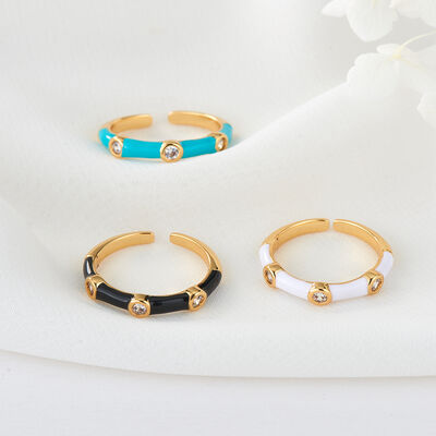 quality Simple White Black Green Dripping  Oil 14K Gold Plated Adjustable Enamel Ring Drop Oil Brass Jewelry Rings factory