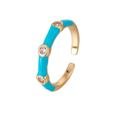 quality Simple White Black Green Dripping  Oil 14K Gold Plated Adjustable Enamel Ring Drop Oil Brass Jewelry Rings factory