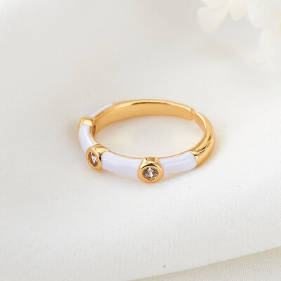 quality Simple White Black Green Dripping  Oil 14K Gold Plated Adjustable Enamel Ring Drop Oil Brass Jewelry Rings factory