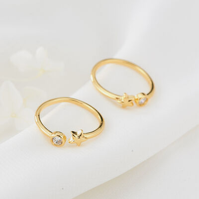 quality Simple Brass Micro-set Zircon 14K Gold Plated Hamsa Hand Star Shape Adjustable FashionJewelry Ring factory