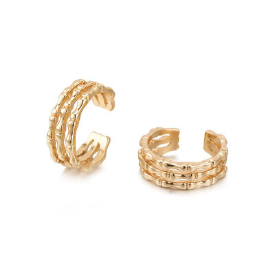 quality 2024 Hot Selling Women's Ring Personalized Fashion 14K Gold Plated Triple Hollow Bamboo Open Ring factory