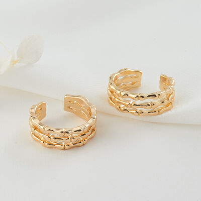 quality 2024 Hot Selling Women's Ring Personalized Fashion 14K Gold Plated Triple Hollow Bamboo Open Ring factory