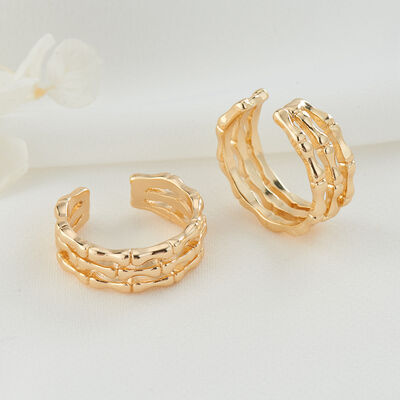 quality 2024 Hot Selling Women's Ring Personalized Fashion 14K Gold Plated Triple Hollow Bamboo Open Ring factory