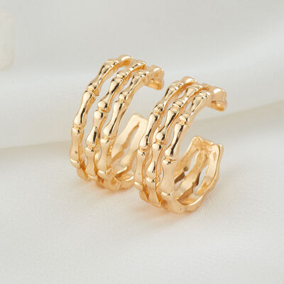 quality 2024 Hot Selling Women's Ring Personalized Fashion 14K Gold Plated Triple Hollow Bamboo Open Ring factory