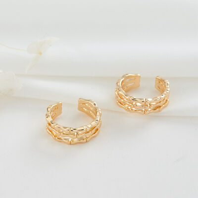 quality 2024 Hot Selling Women's Ring Personalized Fashion 14K Gold Plated Triple Hollow Bamboo Open Ring factory