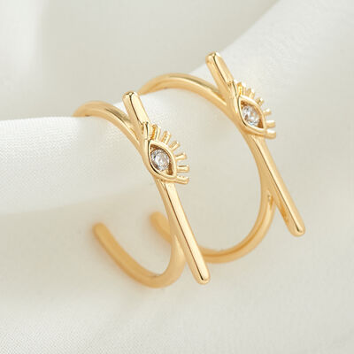 quality Trendy New Design Women 14K Gold Plated Smooth Chunky Pink Star Cubic Zirconia Diamond Evil Eye Ring factory