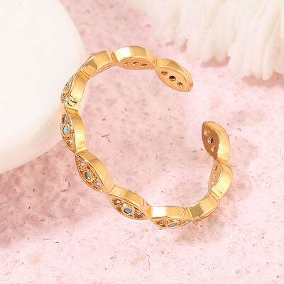 quality 14K Gold Plated Cubic Zirconia Fashion Evil Eye Ring Adjustable  for Women Jewelry factory