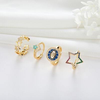 quality 14K Gold Plated Jewelry Dainty CZ Micro Pave Cubic Zirconia Adjustable Ring Women factory